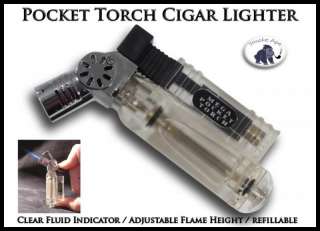 Pocket Torch Cigarette Cigar Pipe Butane Lighter Refillable w 