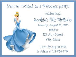Personalized Cinderella Birthday Party Invitations  