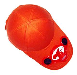 Solar Power Hat/Cap with Cooling Fan  Orange Color  