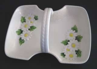 Shafford Ceramic Daisy Basket Serving Tray w/ Handle Vintage  