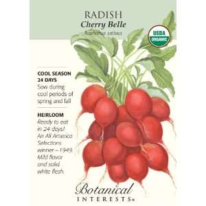 Radish Cherry Belle Certified Organic Seed Patio, Lawn 