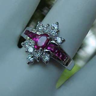   Created Ruby Channel set Multi Stone CZ Cocktail RING Sz7 1/4  