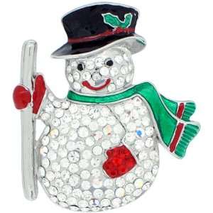    Christmas Gift Snowman Swarovski Crystal Pin Brooch: Jewelry