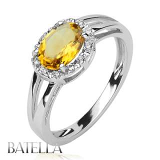32 Ct Oval Cut Yellow Citrine With Round Diamonds Surrounds Ring 14k 