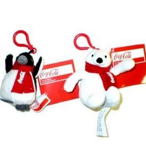  Coca Cola Polar Bear And Penguin Plush Clip On Case Pack 12 