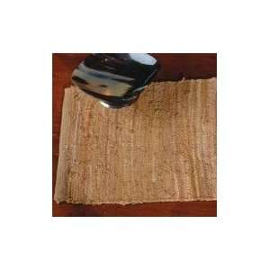  WOVEN LEATHER TABLE RUNNER TAN