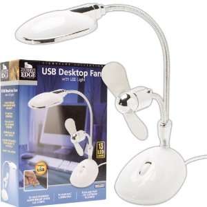  WHITE 2 in 1 Laptop Desk LED Lamp and Fan   Powered by USB 