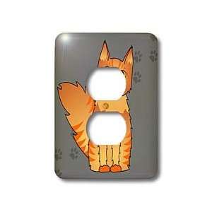   Tabby   Grey with Pawprint   Light Switch Covers   2 plug outlet cover