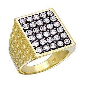  Gold Plated Austrian Crystal Round Frid Mens Ring SZ 11 Jewelry