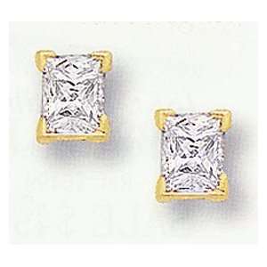   Princess Cut Diamond Earrings Set In 14kt Gold. G I Color SI2 Clarity
