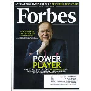  Forbes Magazine Sheldon Adelson Power Player March 2012 