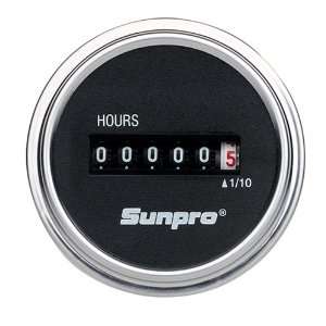  Sunpro CP7953 Analog Hour Meter   Black Face Automotive