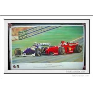    Racing Print Autographed By Jacques Villeneuve