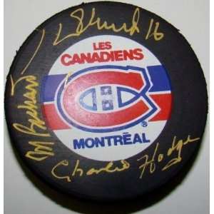 Maurice Richard Signed Hockey Puck   H. Hodge Canadians   Autographed 