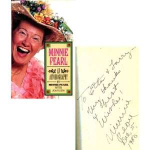  Minnie Pearl Autographed/Hand Signed Minnie Pearl Book 