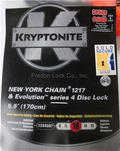 Kryptonite Evolution Disc Chain Bicycle Lock 1217 New 720018999522 