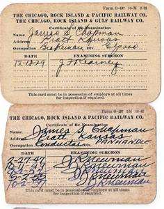 1931 RAILROAD PASS CHICAGO ROCK ISL & 2 CERTS OF EXAMS  