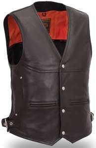   Premium Black Leather Vest Motorcycle by first leather corp.  