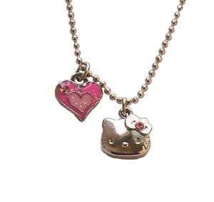 Hello Kitty Silver Lucky Pink Love Friendship Necklace  