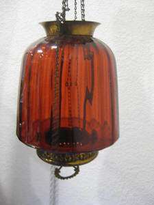vtg Antique Victorian Cranberry Glass Parlor Lamp  