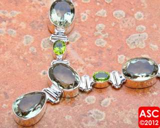 FACETED GREEN AMETHYST, PERIDOT .925 SILVER NECKLACE 19  