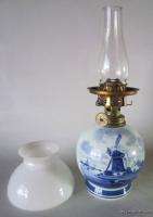 Vintage hp DELFT BLUE Holland Miniature OIL LAMP LANTERN  