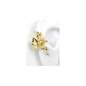   : Gold Vermeil Small Dragon Ear Cuff Right Earring Detailed: Jewelry