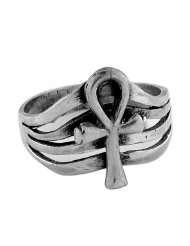 Egyptian Jewelry Silver Ankh of Life Ring   Size 6