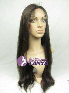   Straight 18 wig _100% Indian Remy Human Hair Lace Wigs   Dark Brown