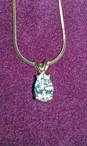 08 Carat Pear Shaped Diamond Pendant Necklace, 18 Gold Necklace 
