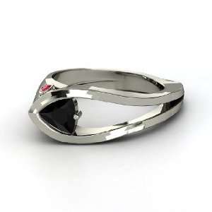   Ring, Trillion Black Onyx Sterling Silver Ring with Ruby Jewelry