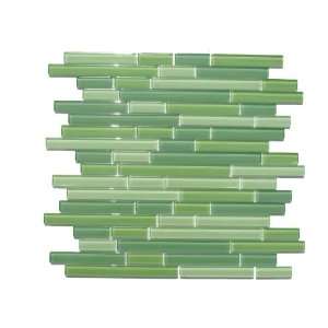   Green Horizontal Sleek Mosaic Glass Tile / 44 sq ft