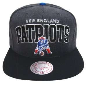   England Patriots Mitchell & Ness Block Snapback Cap Hat Charcoal Black