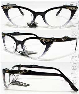 Rhinestone Cat Eye Sun Glasses Vintage Style Black Clear K17C  