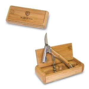   style corkscrew with bamboo handle that sits in a box carved from eco