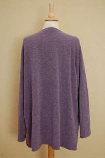 EILEEN FISHER Sweater Open Cardigan Lavender Long Sleeve Pockets Wool 