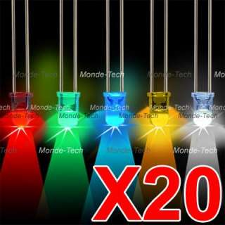 100 X 3mm Red Green Blue Yellow White LED Light Bulbs  