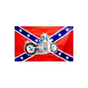  Rebel flag with Harley Davidson Motorcycle       3x5 foot 