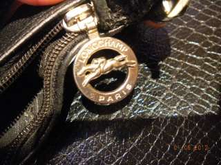 LONGCHAMP Black 100% Leather Purse Handbag Tote Authentic  