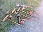 antique croquet set wood mallets and balls 