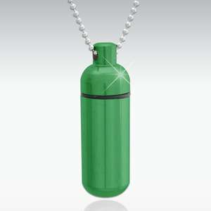 Green Classic Cylinder Cremation Jewelry   Engravable   