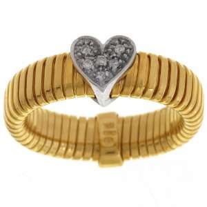  14 Karat Two Tone Gold Heart Tubogas Diamond Ring (Size 7 