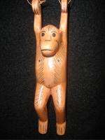  diving Monkey ape Mobile hand carved wood whimsical art Bali  