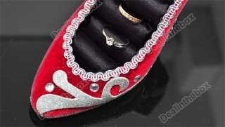   Shoe Ring Red Jewelry Display Holder Stand Rack red and silver  
