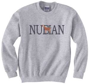 Nubian Dairy Goat Embroidered Crew Neck Hooded Sweatshirts S M L XL 2X 