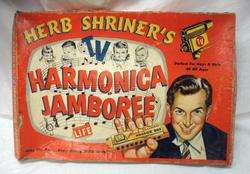 1950 TV toy music boxed set & 8 hoosier boy harmonicas  