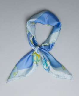 Salvatore Ferragamo sky blue floral balloon print silk scarf   