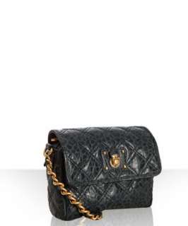 Marc Jacobs dark petrol quilted textured leather Debbie crossbody 