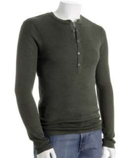 Inhabit evergreen thermal cotton henley sweater   