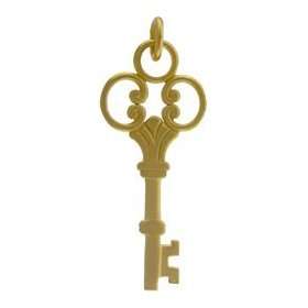  Antique Style Victorian Key Pendant with Scrolls in Gold 